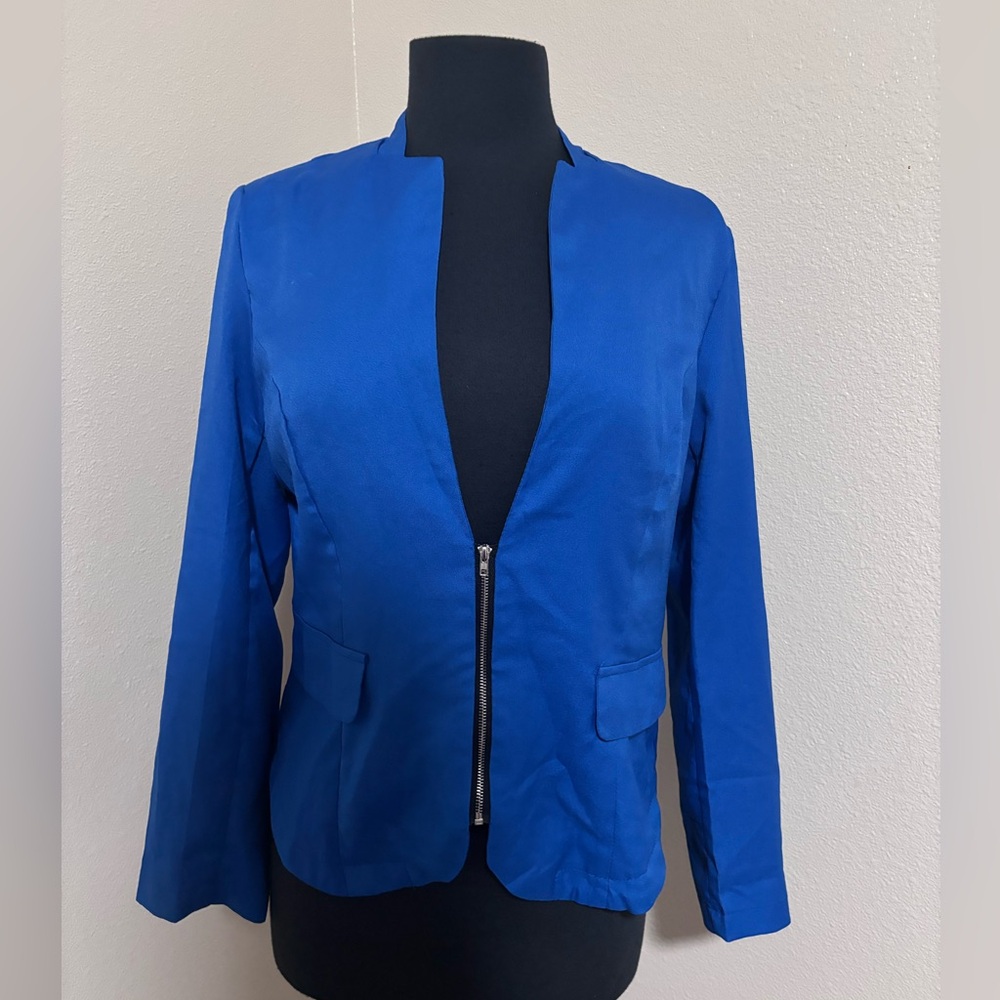 Women’s Cobalt Blue Zip-Front Blazer